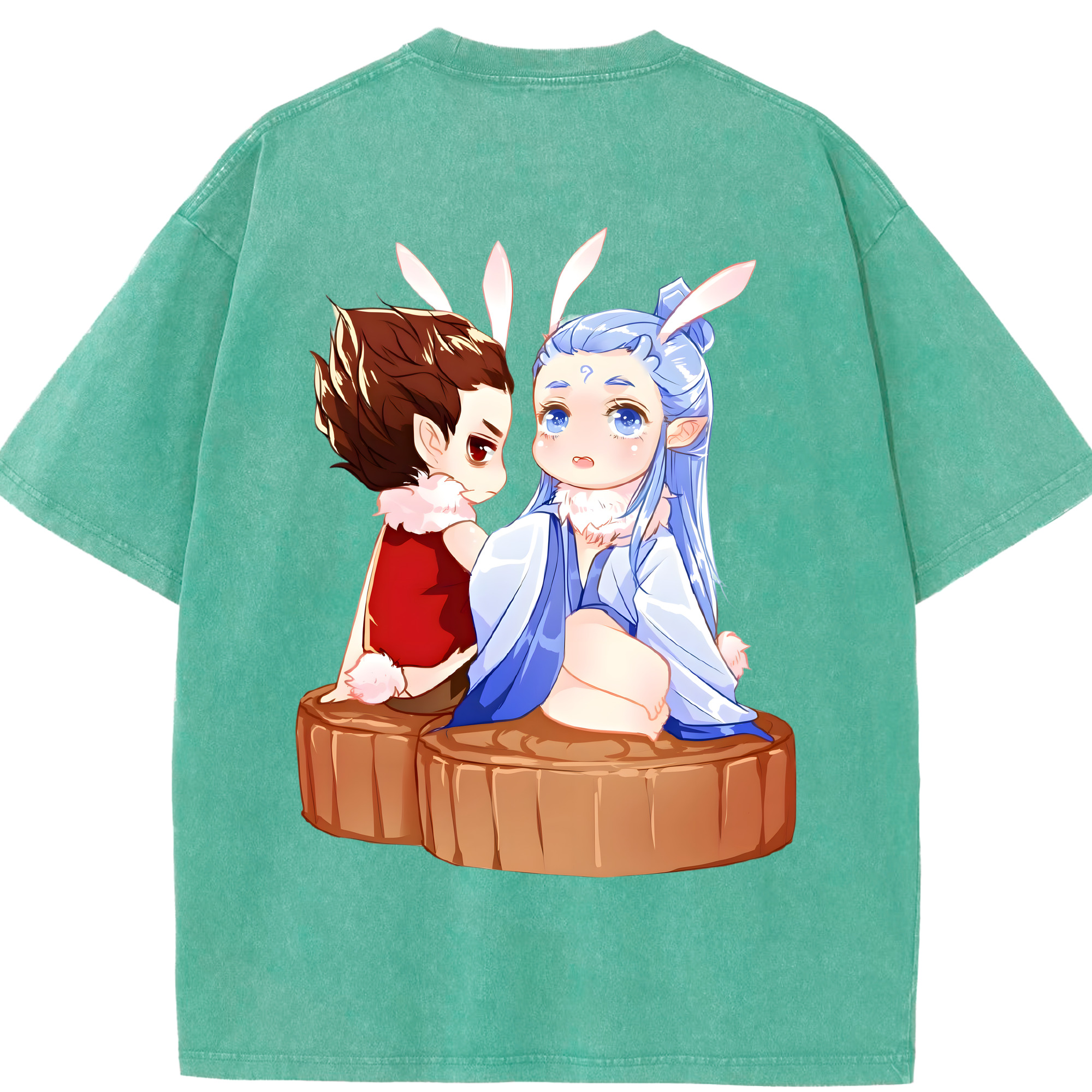 （画像用） Ne Zha 2 ナタ 魔童の大暴れ 綿100% ヴィンテージ風 半袖Tシャツ（背面プリント）